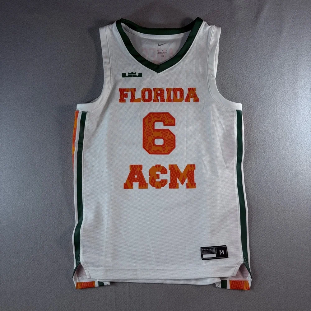 Nike LeBron James Florida A&M Rattlers Basketball Jersey Mens Medium White‎ 6